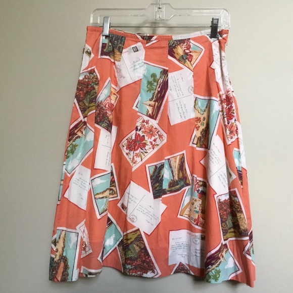 Eddie Bauer Dresses & Skirts - EDDIE BAUER coral postcard beach A-line skirt 6